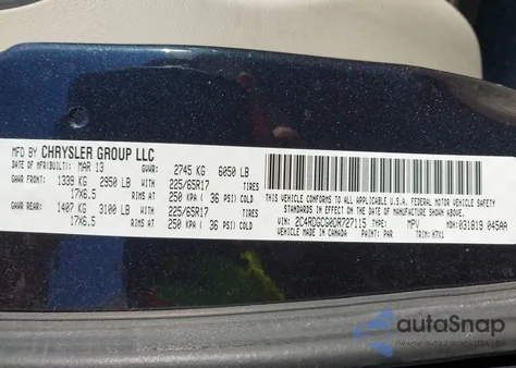 2013 Dodge Grand Caravan Sxt z USA, uszkodzony, nr VIN 2C4RDGCG0DR727115